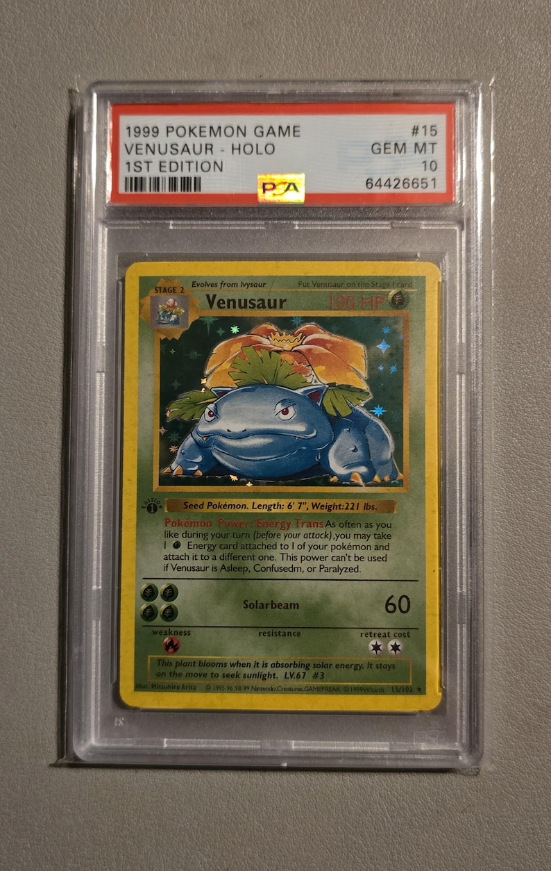 Charizard PSA 10 Proxy Slab Graded Card Gem Mint High-Quality Collectible Venusaur 1999