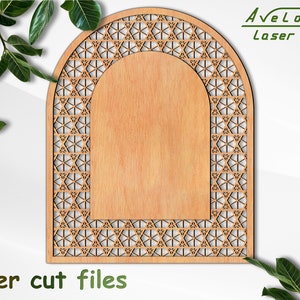 Rotan boog svg, boog geometrische sieraad lasergesneden bestand, boog teken sjabloon, riet weven boog backer svg, kantpatroon svg