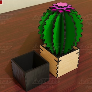 Cactus box Laser cut file, Secred box in the shape of plant, Cactus plant SVG, DXF, Cactus box dxf