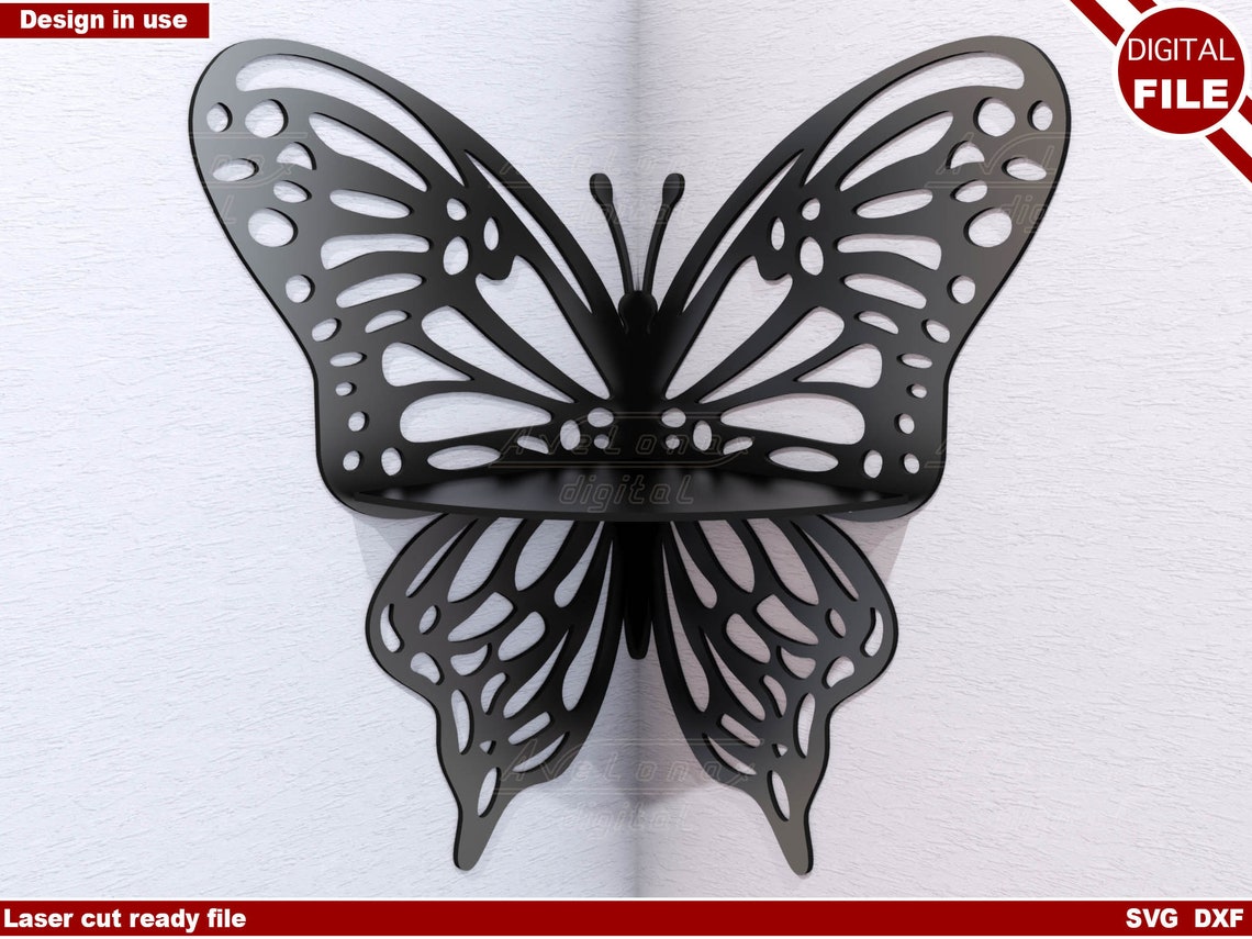 Butterfly Shelf 2 Sizes Laser Cut File, Corner Shelf CNC Plan, Display ...