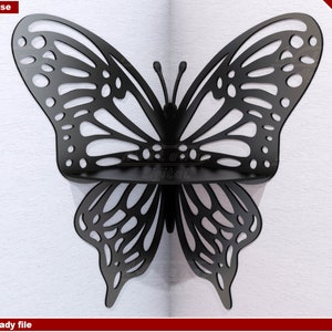 Prateleira de canto de borboleta svg 2 tamanhos, plano CNC de prateleira de decoração de parede de berçário, arquivo de corte a laser de prateleira de exibição de cristais, modelo de decoração de parede de borboleta