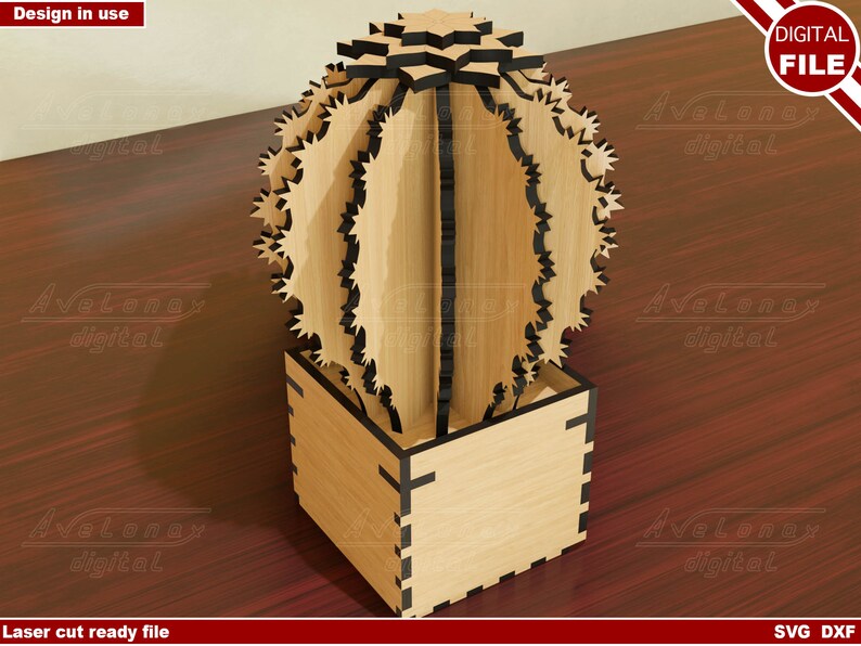 Cactus Box Laser Cut File, Secred Box in the Shape of Plant, Cactus ...