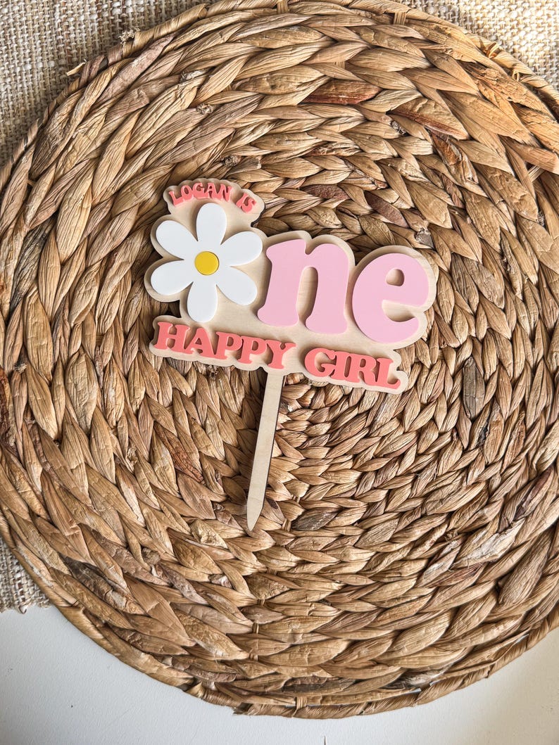 One Happy Girl – Daisy Cake Topper | First Birthday Floral Party Decor ...
