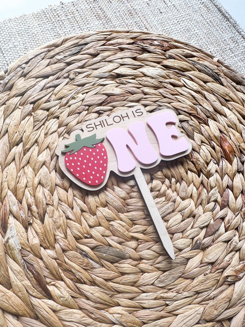 Strawberry One Cake Topper | Custom Birthday Party Decor | 1st Birthday ...