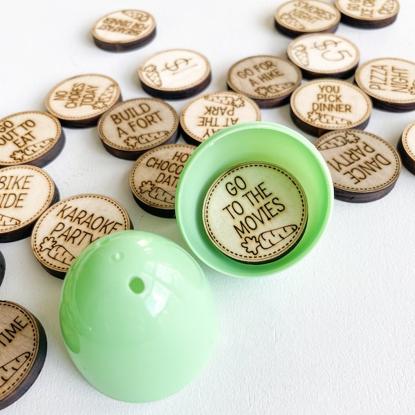 Easter Egg Tokens | 35 Easter Egg Fillers | Wooden Tokens | Easter Egg Hunt Gift | Easter Basket Stuffer | Gift From Easter Bunny | Fast