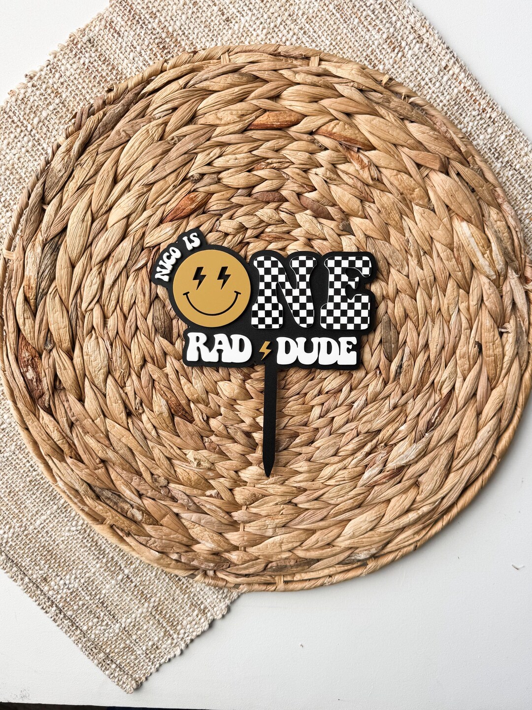 One Rad Dude Cake Topper | First Birthday Party Decoration | Happy 1st ...