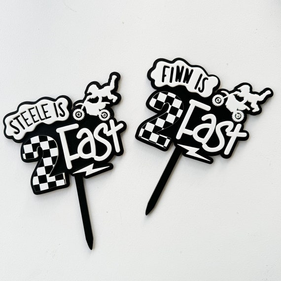 Two Fast Dirt Bike Cake Topper | 2nd Birthday Party Decor