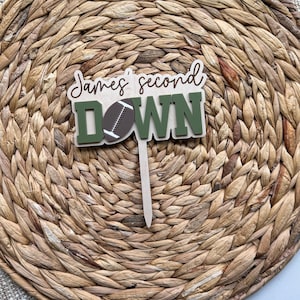 Custom Football Cake Topper – Personalized Second Down Birthday Sports Theme Party Decor