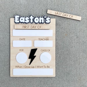 First Day of School Sign | Retro Back To School | Last Day of School Sign For Kids | Interchangeable Dry Erase Sign | Dirt Bike | Lightning