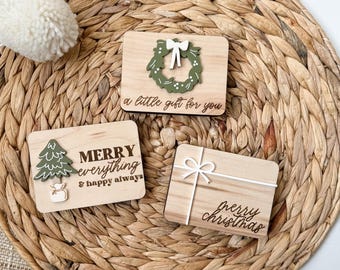 Christmas Gift Card Holder | Personalized holiday Gift | Custom Wood GC | Handmade Gift Packahing | Teacher Gift |  Stocking Stuffer | Merry