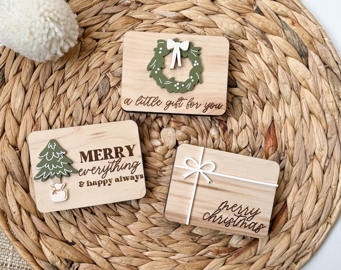 Christmas Gift Card Holder | Personalized holiday Gift | Custom Wood GC | Handmade Gift Packahing | Teacher Gift |  Stocking Stuffer | Merry