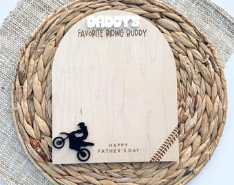 Dirt Bike Handprint Father's Day Gift | Custom Personalized Wood Keepsake