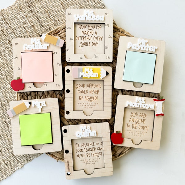 Teacher Appreciation Gift | Post It Note Holder | Custom Notepad Gift | End of School Year Gift from Student | Teacher Appreciation Week