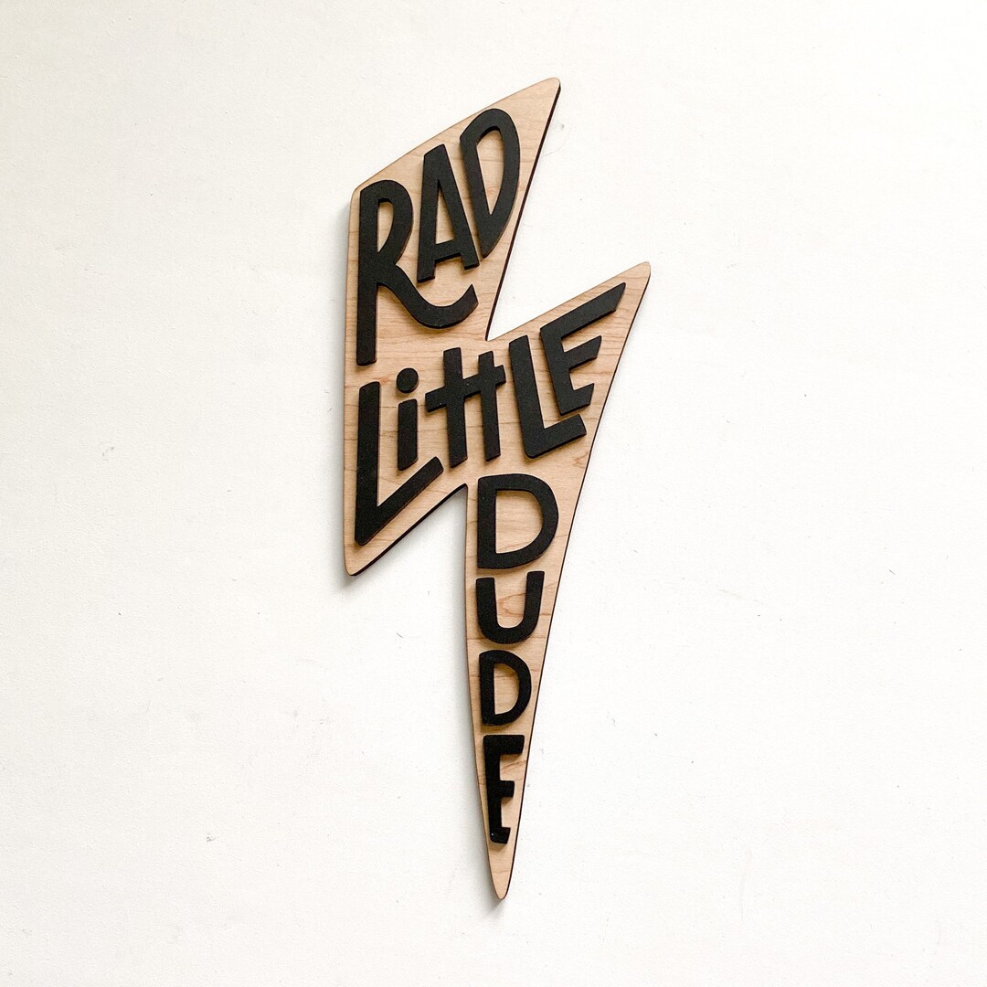 Rad Little Dude Wooden Wall Sign Wall Decor for Childrens Room Kids