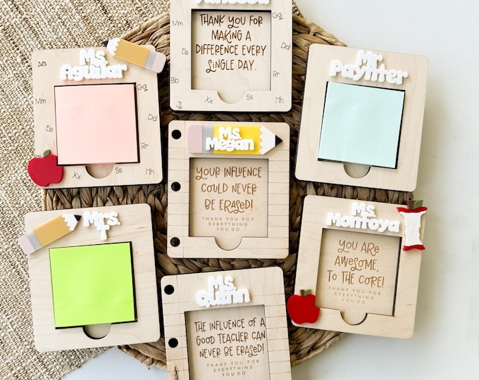 Teacher Gift | Note Pad Holder | Teacher Appreciation Week | Custom Notepad Gift | Gift from Student | Sticky Note | Personalized