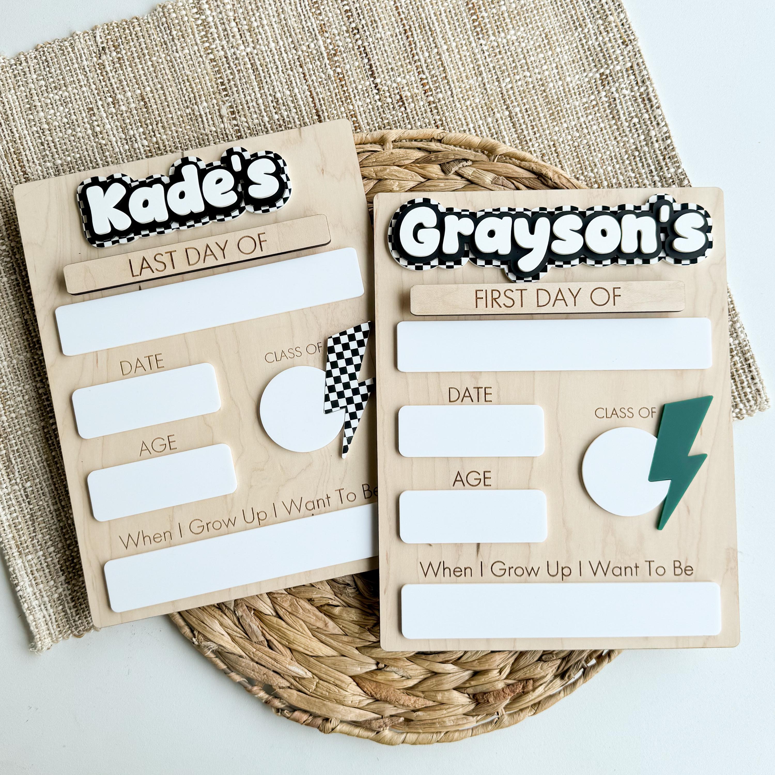 Checkerboard First Day of School Sign | Retro Back To School | Last Day of School Sign For Kids | Interchangeable Dry Erase Sign | Dirt Bike