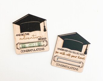 Personalized Class of 2026 Graduation Cap Money Holder, Wood Grad Gift Card Box, High School College Graduation Money Holder