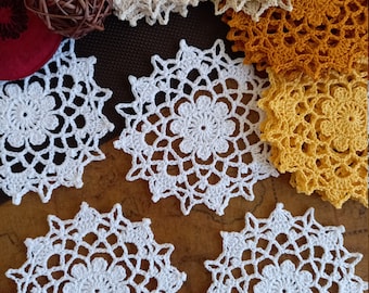 Doilies de ganchillo, posavasos (set de 4), decoración del hogar, Doilies de encaje