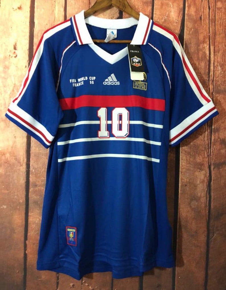 Retro france 1998 world cup final zidane soccer jersey vintage | Etsy