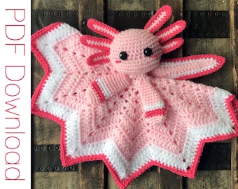 Azolla the Axolotl Lovey crochet pattern - PDF Instant Download
