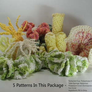 5 Coral Reef Crochet Patterns Amigurumi Hyperbolic All for one price!