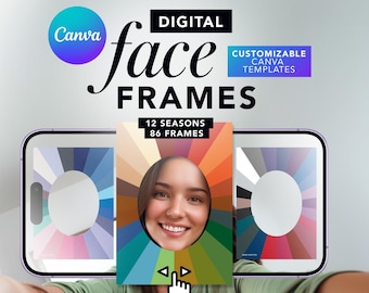 Plantillas de marcos virtuales de Canva para análisis de color. Marcos virtuales de temporada. Plantillas digitales de Canva Personal Stylist para análisis de color virtual.