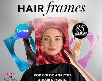 Hair Color Frames Canva Template, Hair Styling Swatches