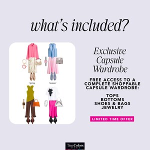 May include: A promotional graphic with the text "what's included?" and "Exclusive Capsule Wardrobe." It showcases four outfit examples for Spring and Summer, including tops, bottoms, shoes, bags, and jewelry. The text "LIMITED TIME OFFER" is also present.