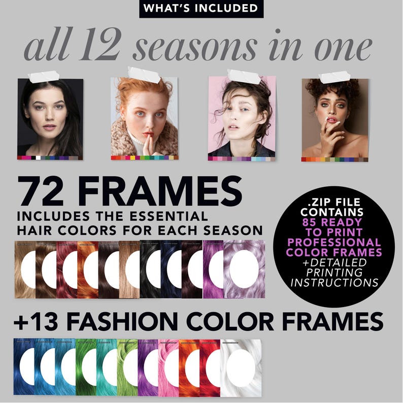 Color Analysis Hair Printable Hair Frames for Color Analysis Hair Color