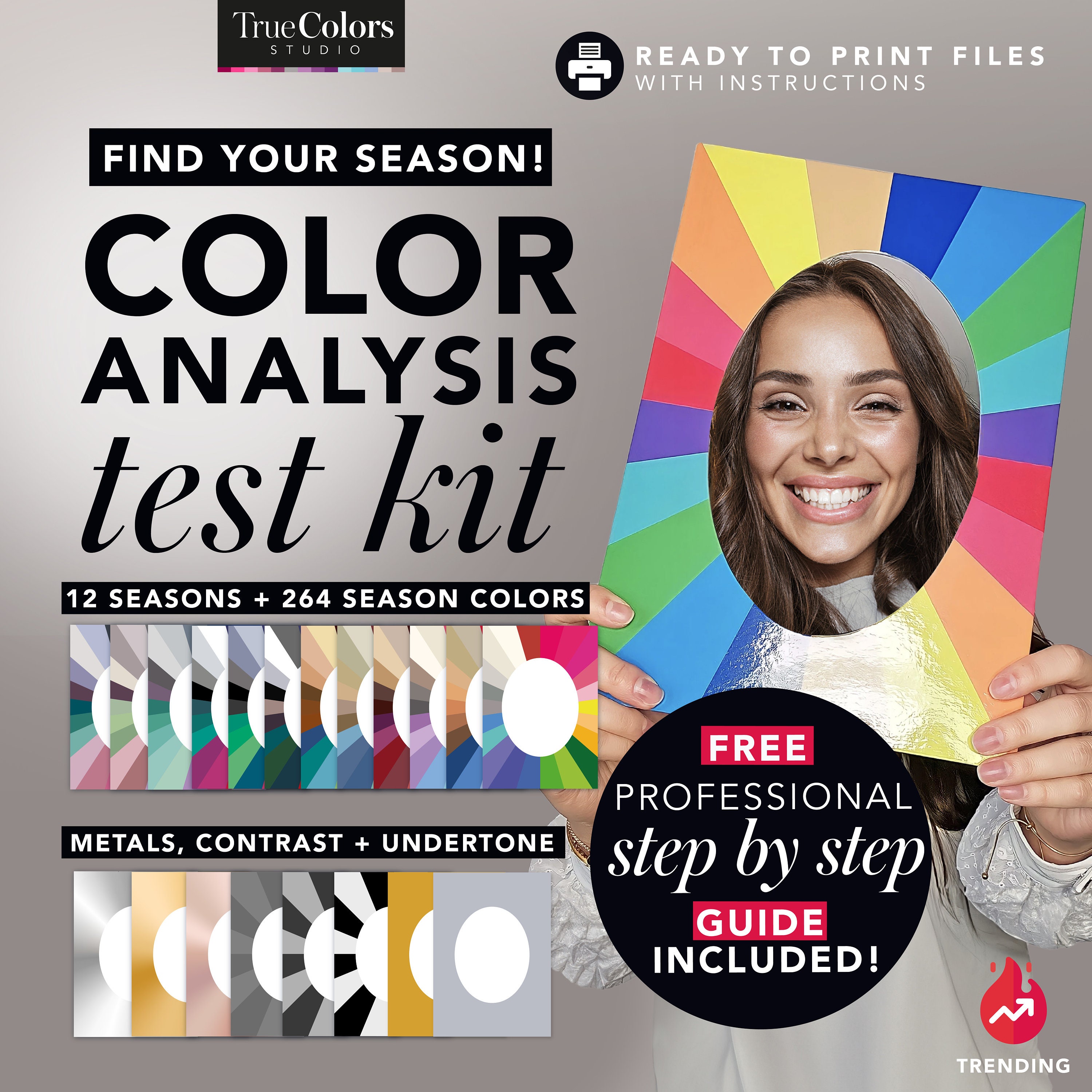 Color Analysis Kit Printable Frames Seasonal Color Analysis Frames Color Palette Color Analysis