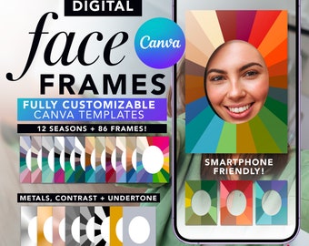 Canva Face Frames Templates | Colour Analysis Kit | Digital Frames | Personal Stylist | Mobile Friendly | Customizable Templates