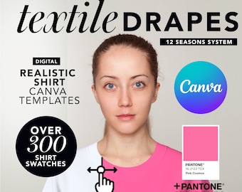 Color Analysis Drapes Canva Templates | 12 Seasons Textile Swatches (Digital)