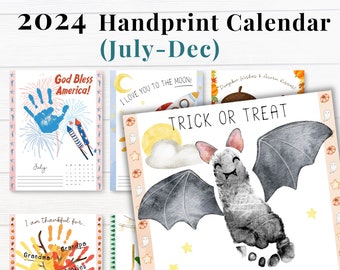 2024 6-Month Calendar Template for Kids, Gift for Dad Office, Printable Handprint Crafts, 6 Month Planner
