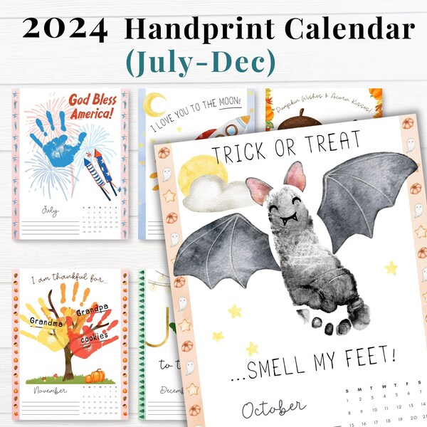 Printable Handprint Calendar 2024 Etsy