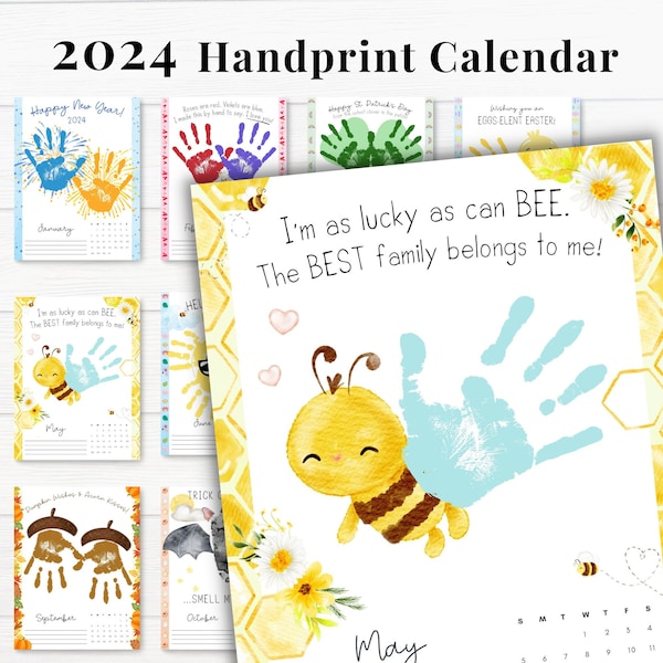 Printable Handprint Calendar 2024 Etsy