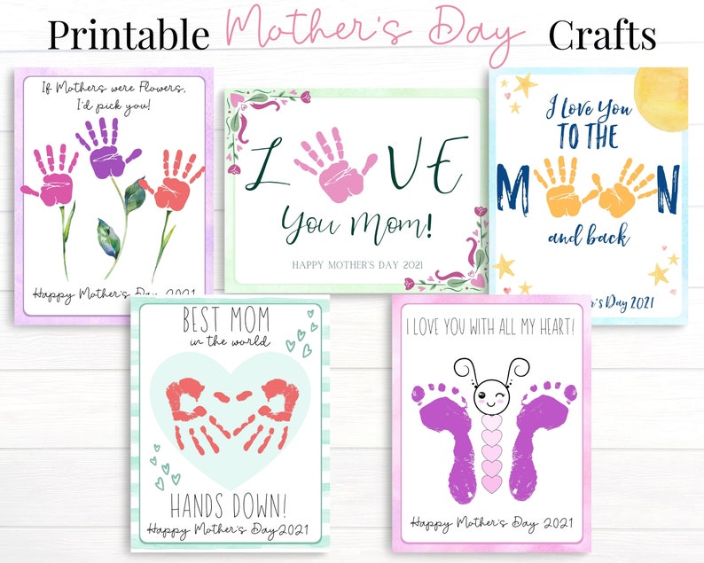 Happy Mother's Day Handprint Craft Bundle Set of 5 image 1