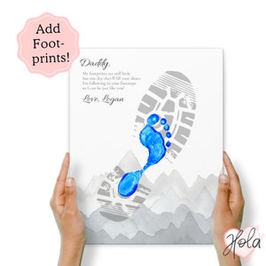Personalized Footprint Art for Dad from Kid or Baby, Custom DIY Father&#39;s Day Gift or Birthday Present, Following in your Footsteps Sign
