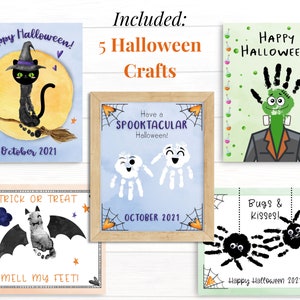 Herfstknutsels voor kleuters, handafdrukkunst peuter, afdrukbare kit, Halloween-knutsels, Thanksgiving-kaarten, herfstactiviteiten voor kinderen afbeelding 6