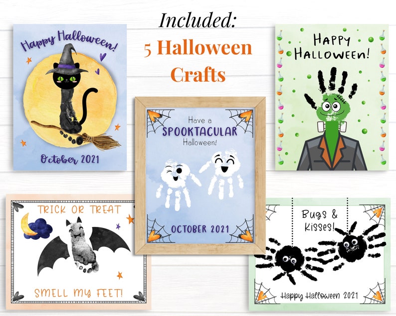 Herfstknutsels voor kleuters, handafdrukkunst peuter, afdrukbare kit, Halloween-knutsels, Thanksgiving-kaarten, herfstactiviteiten voor kinderen afbeelding 6