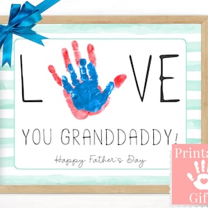 Granddaddy Fathers Day Gift, Hand Print Card, Personalized Love You Printable Gift from His Grandkids