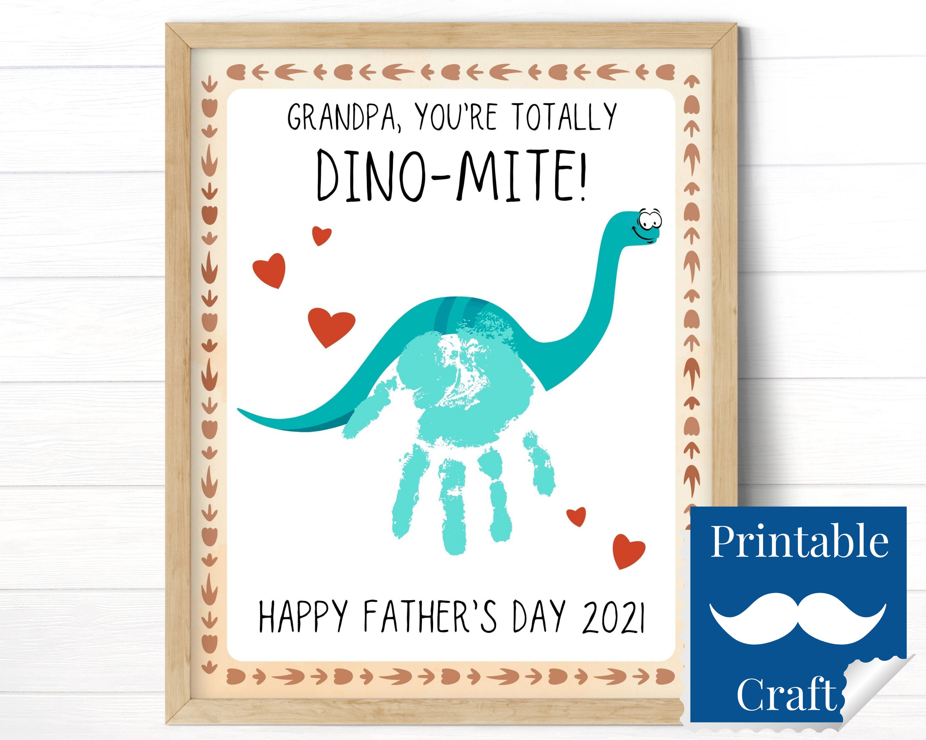 Father's Day Gift for Grandpa, Handprint Art from Grandson, Dinos…