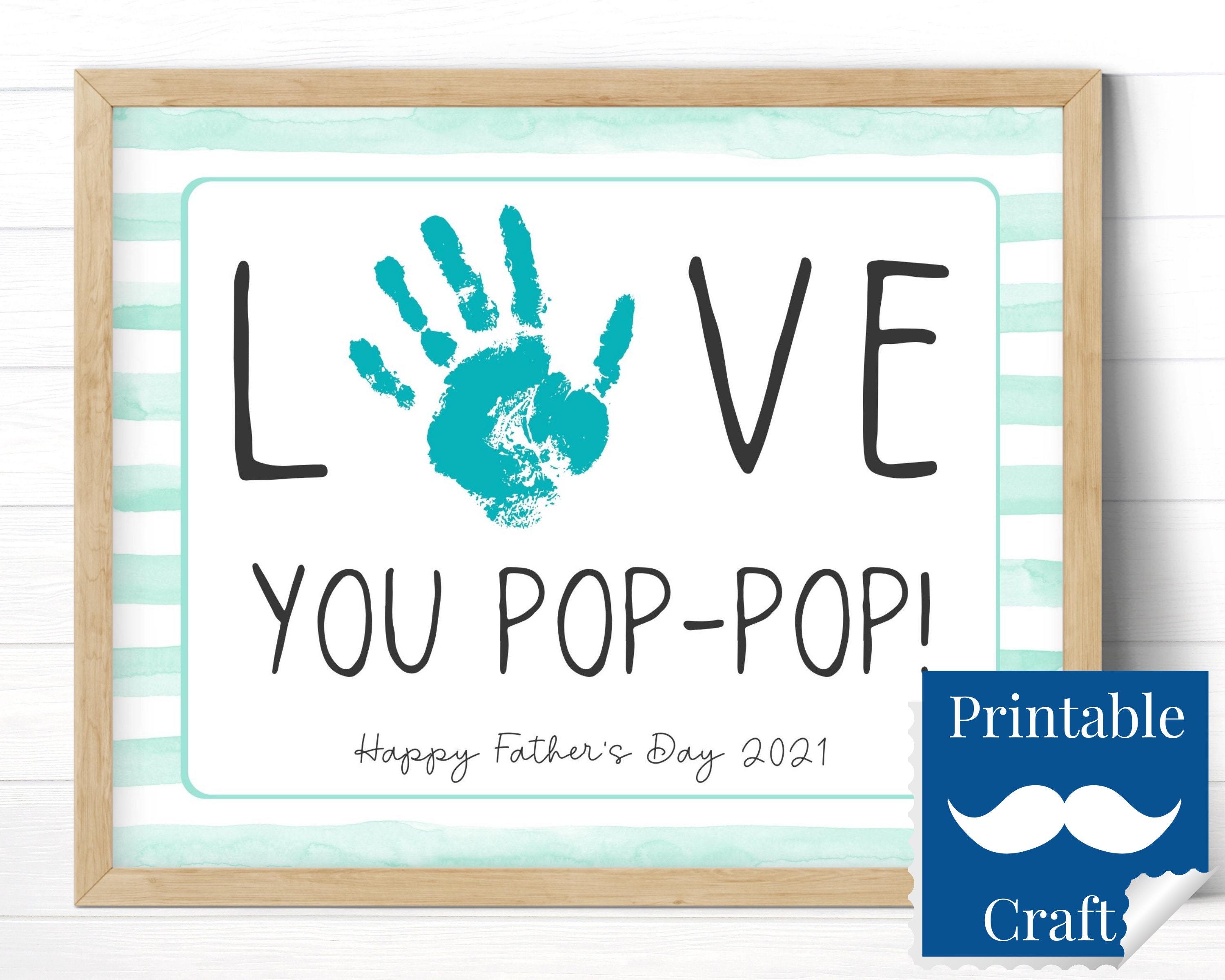 Pop Pop Fathers Day Gift for Grandpa, Handprint Kids Craft, Love you …