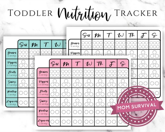 Weekly Mom Planner Printable Toddler Meal Tracker 1 to