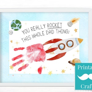 Eerste vaderdagcadeau van baby, handafdruk voetafdruk kaart ambacht, doe-het-zelf cadeau voor papa afdrukbaar