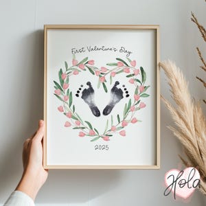 Fingerabdruck für Baby, Valentinstag 2025, Abdruck für Baby Mädchen, Blumenabdruck, Handabdruck für Baby, Geschenk für neue Mutter