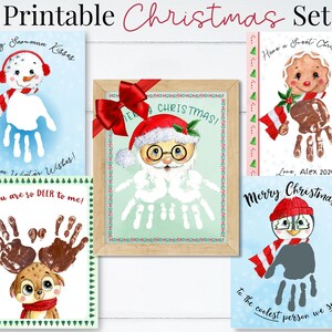 Handafdruk kunst kerstdecor, kerstkaartenset, leuke kerstknutselactiviteit voor kleuters, kerstcadeau vader en moeder