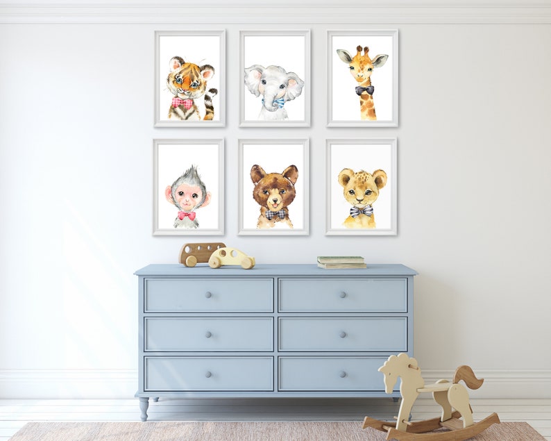Baby Animals Nursery Decor Watercolor Set of 6 Prints Baby Etsy