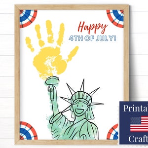Artesanato do Dia da Independência Americana para Crianças, Arte com Impressão Manual da Estátua da Liberdade, Crianças Escolares em Casa de Verão, Cartões de 4 de Julho