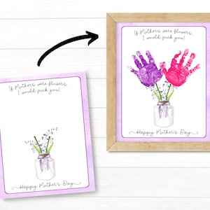 Mothers Day Crafts for Kids Printable, Preschool Gift for Mom, Handprint Flowers Bouquet, Card from Toddler, Fast Digital Download image 3