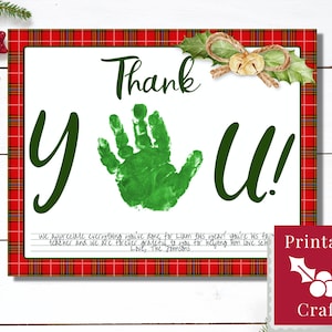 Dankeschön-Weihnachtskarten, druckbare Kinderhandabdruck-Handwerk, Geschenk für Kindergärtnerin, Vorschulklasse oder Kita-Anbieter
